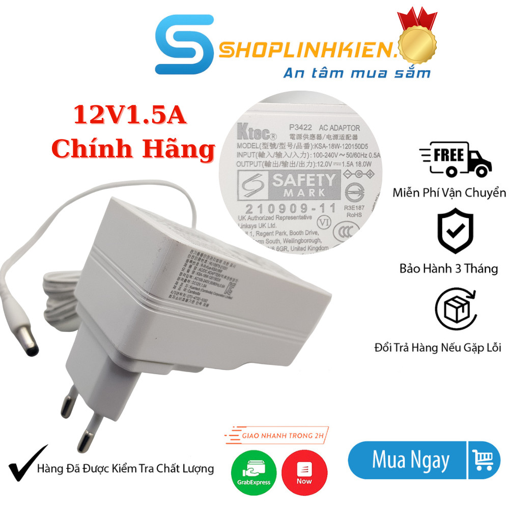 Nguồn 12V1.5A 5.5x2.1MM cho modem FPT AC1000C Chính Hãng Ktek Adapter ...