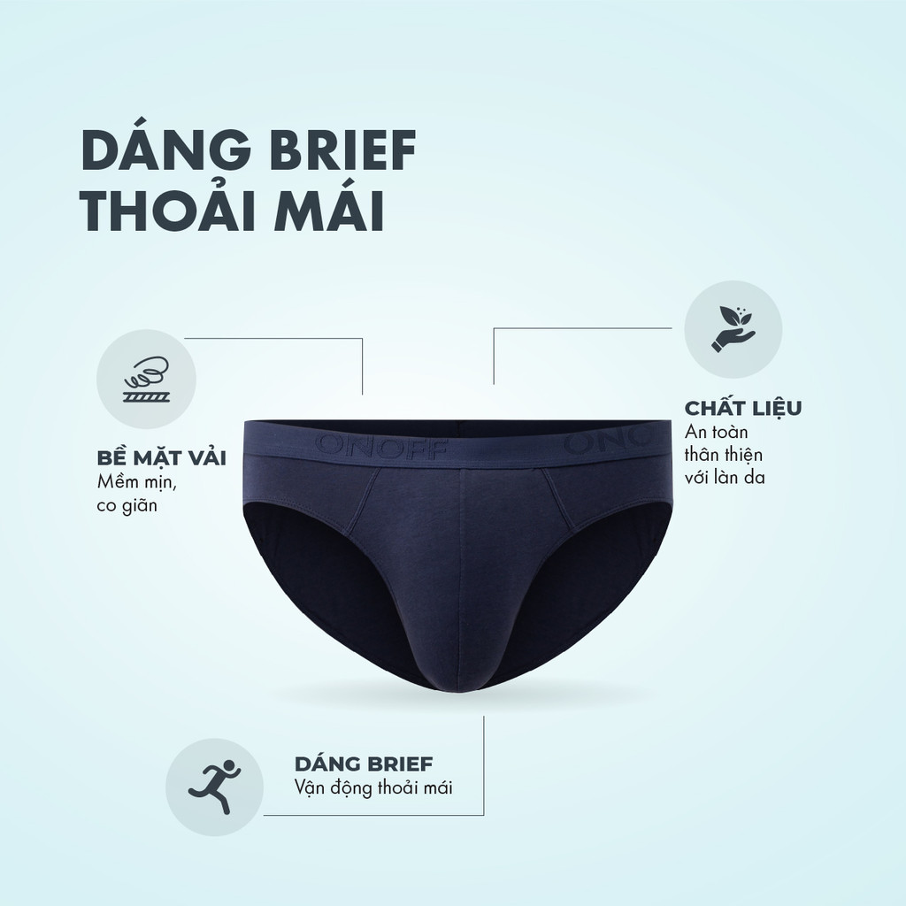 Mô tả Pack tiện lợi 3 quần lót nam brief ONOFF cotton Mỹ thấm hút mồ hôi - 18UQ24A316 - 3