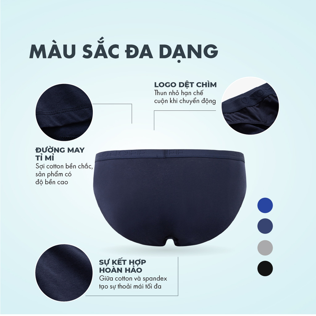 Mô tả Pack tiện lợi 3 quần lót nam brief ONOFF cotton Mỹ thấm hút mồ hôi - 18UQ24A316 - 4