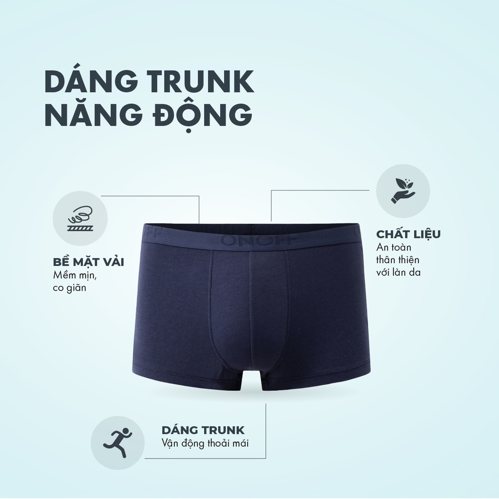 Mô tả Pack tiện lợi 3 quần lót nam ONOFF dáng trunk (boxer) thoáng mát, kháng khuẩn, khử mùi 18UO24A317 - 3