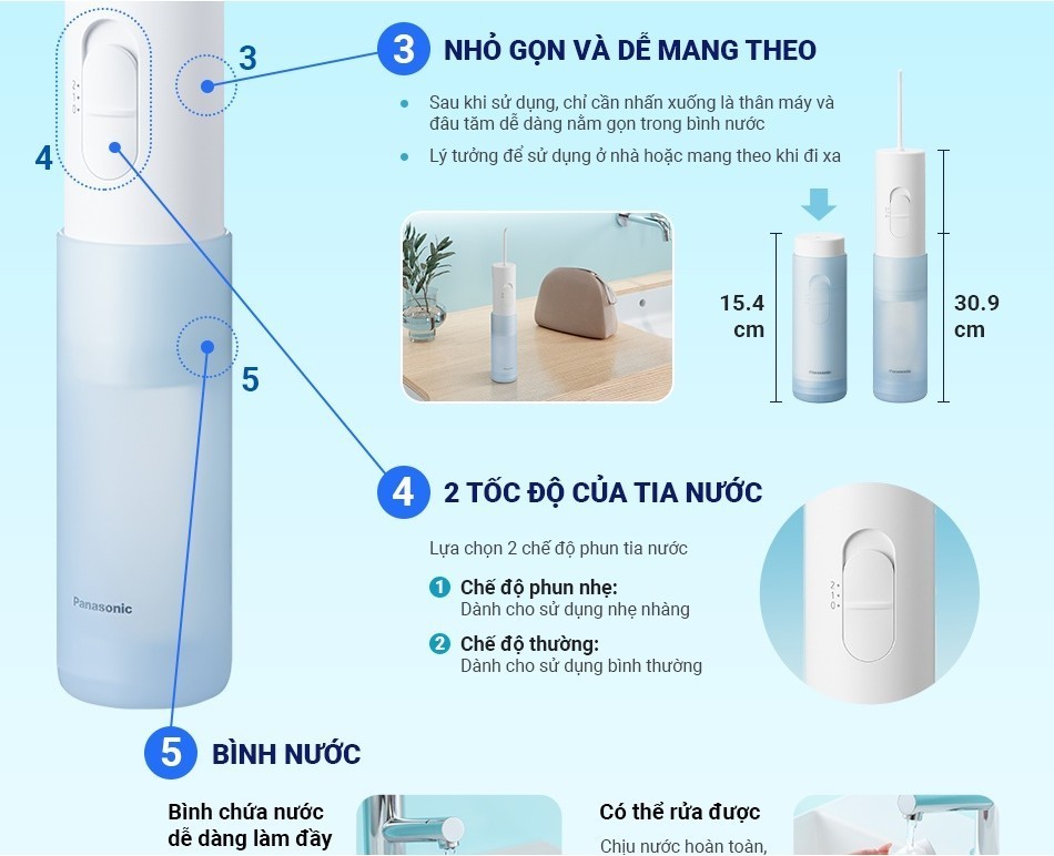 Máy tăm nước Panasonic EW-DJ11 chống nước IPX7