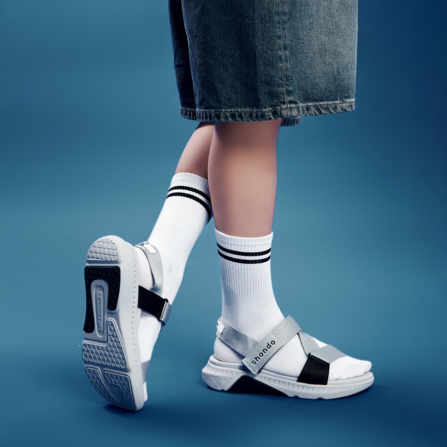 Mô tả Giày Sandals Nam Nữ Shondo F7 Racing Xám Phối Đen F7R1020 - 3