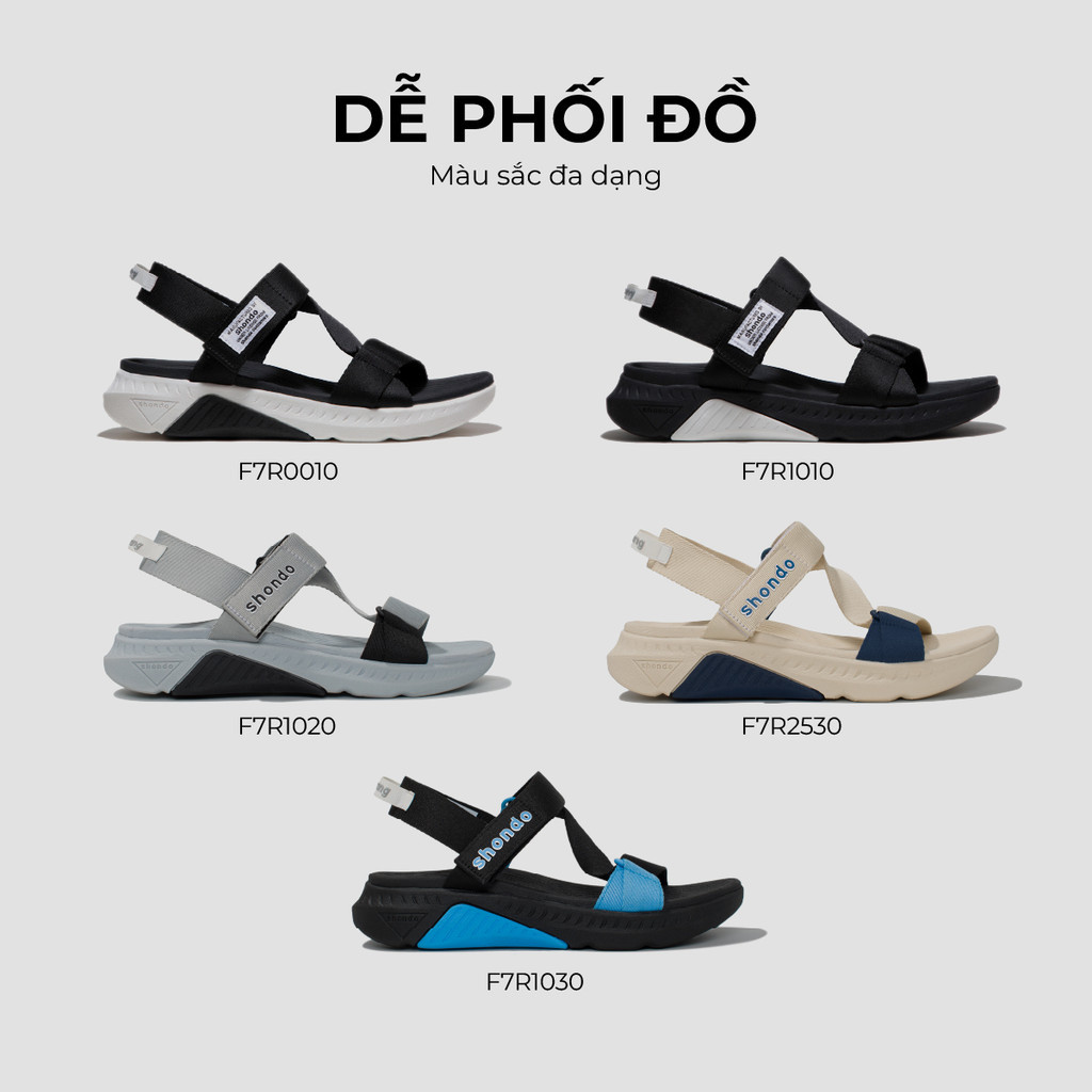 Mô tả Giày Sandals Nam Nữ Shondo F7 Racing Xám Phối Đen F7R1020 - 6