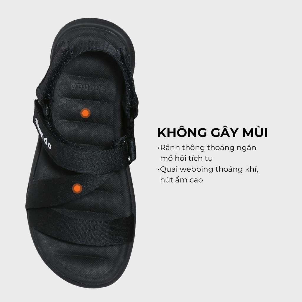 Mô tả Giày Sandals Nam Nữ Unisex Êm Chân Shondo F6 Sport Đen Full F6S301 - 3
