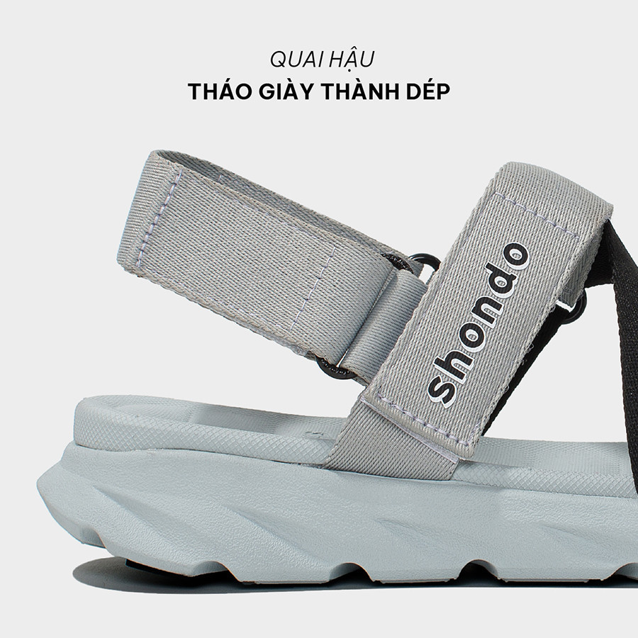 Mô tả Giày Sandals Nam Nữ Shondo F6 Đế Xám Phối Quai Đen F6S2011 - 5