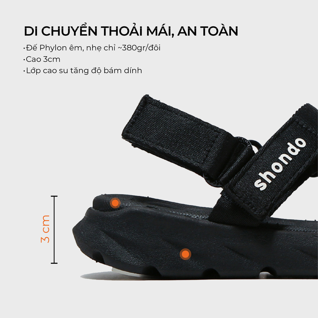 Mô tả Giày Sandals Nam Nữ Unisex Êm Chân Shondo F6 Sport Đen Full F6S301 - 4