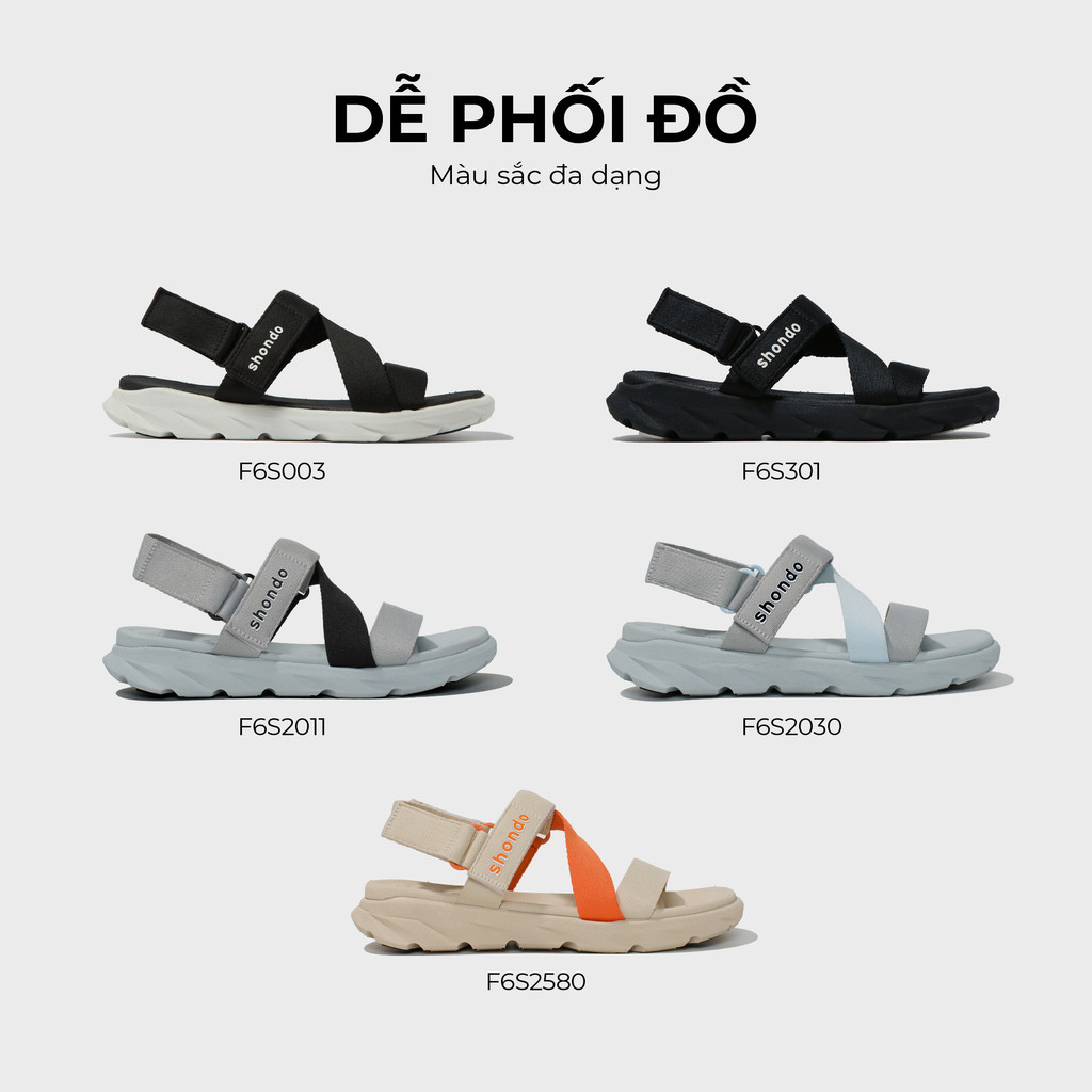 Mô tả Giày Sandals Nam Nữ Unisex Êm Chân Shondo F6 Sport Đen Full F6S301 - 5
