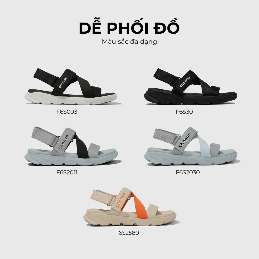 Mô tả Giày Sandals Nam Nữ Shondo F6 Đế Xám Phối Quai Đen F6S2011 - 7