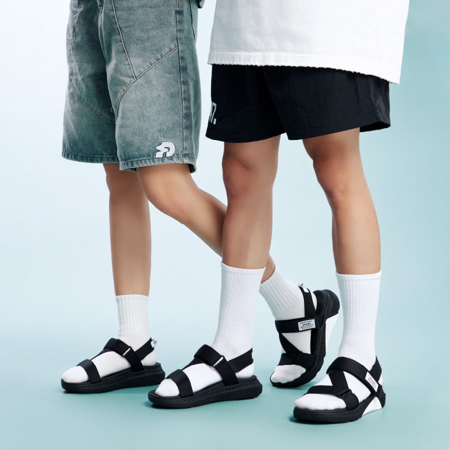 Mô tả Giày Sandals Nam Nữ Unisex Shondo F7 Racing Đế Đen Phối Trắng Quai Đen F7R1010 - 3