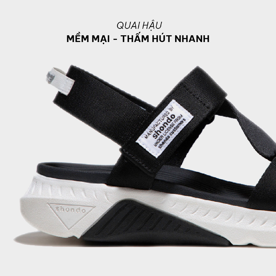 Mô tả Giày Sandals Nam Nữ Unisex Shondo F7 Racing Đế Đen Phối Trắng Quai Đen F7R1010 - 4