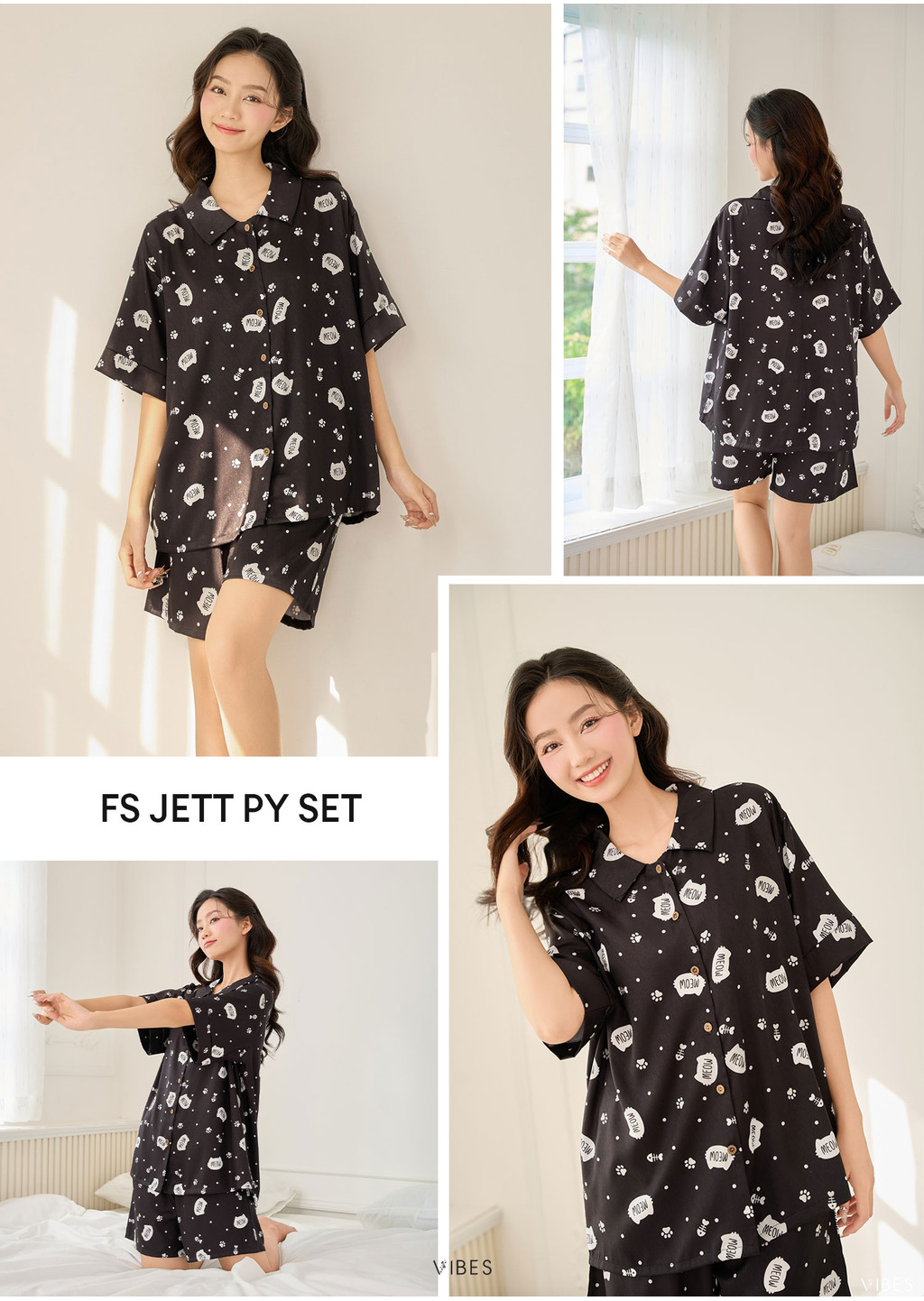 Mô tả VIBES Pijama ngắn Freesize Py Set phom rộng từ 45-65kg - 2