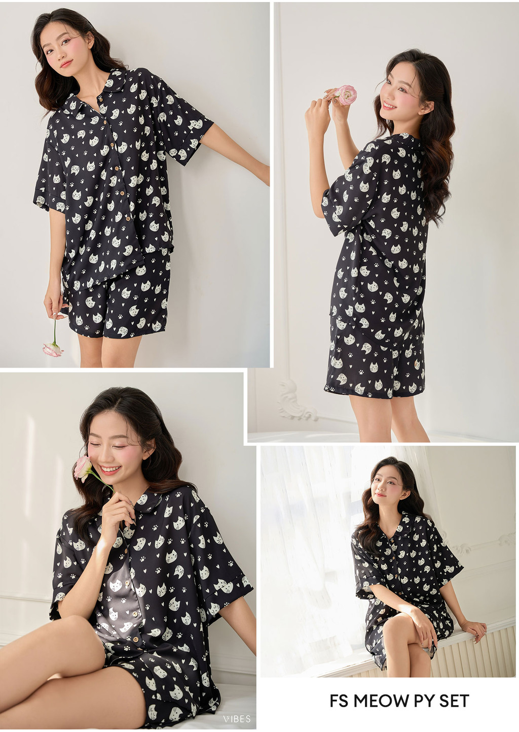 Mô tả VIBES Pijama ngắn Freesize Py Set phom rộng từ 45-65kg - 4