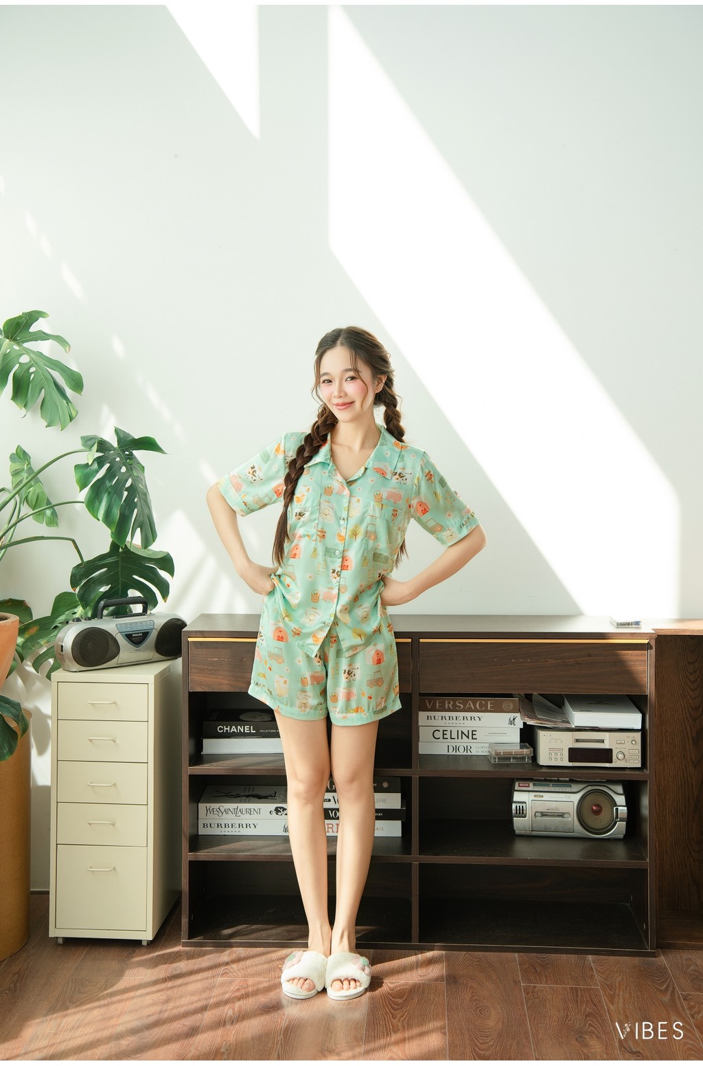 Mô tả VIBES Đồ bộ Pijama ngắn Lụa Latin cao cấp Bowie x Bunny x Farmy Py Set - 7