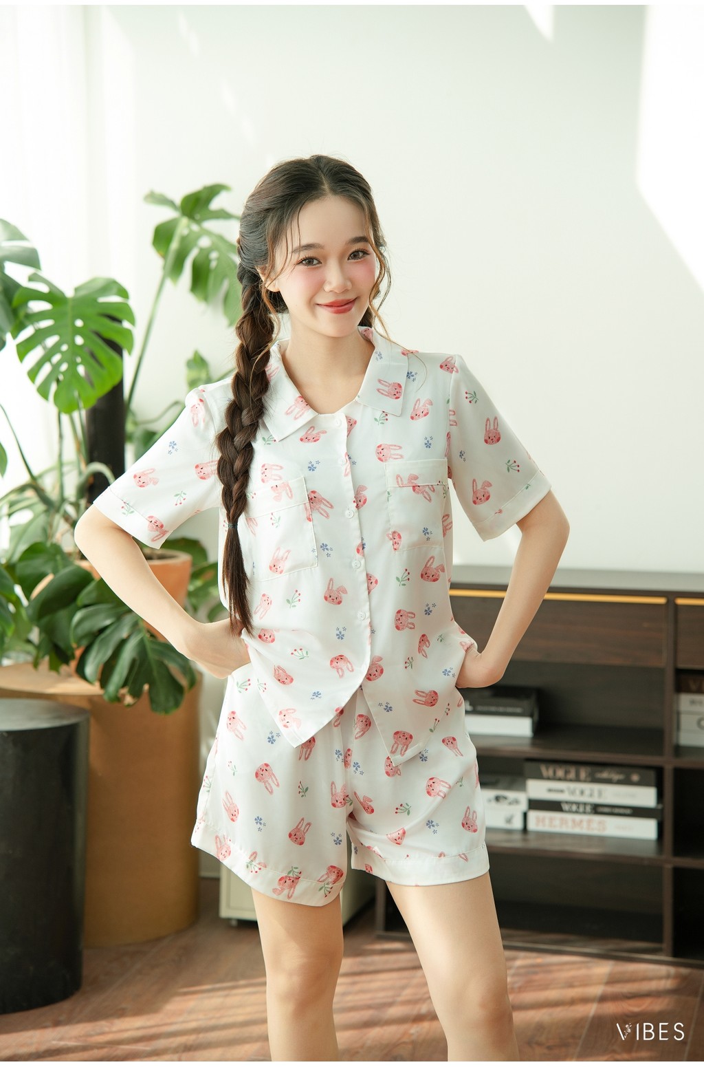 Mô tả VIBES Đồ bộ Pijama ngắn Lụa Latin cao cấp Bowie x Bunny x Farmy Py Set - 8