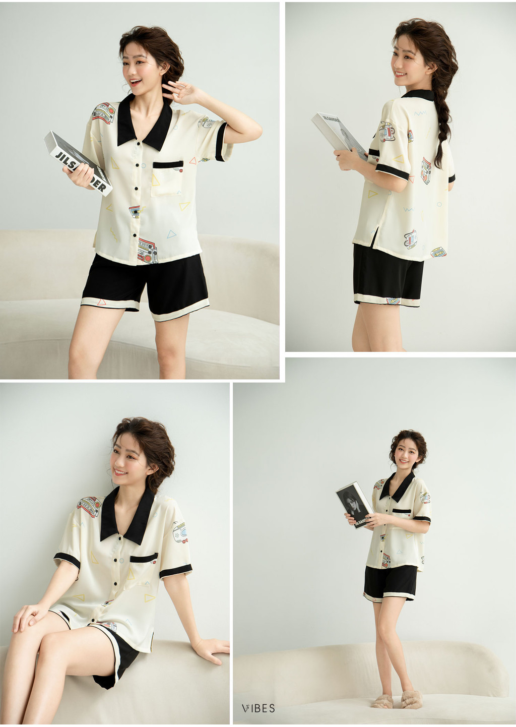 Mô tả VIBES Pijama ngắn Dolly & Cassie Py Set, phom rộng từ 37-80kg - 2