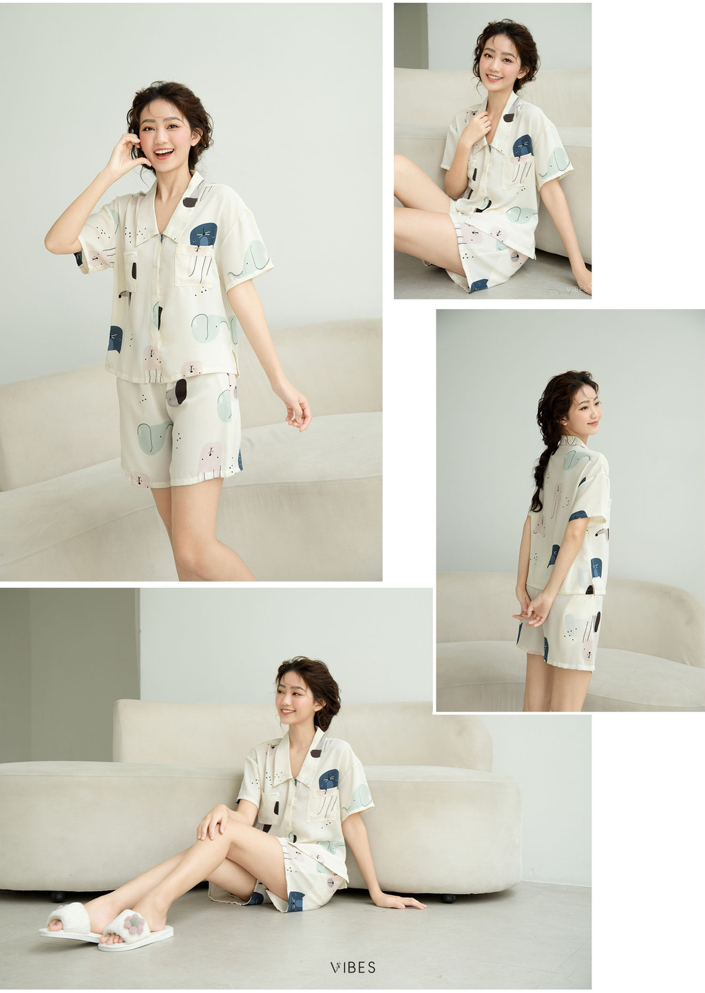 Mô tả VIBES Pijama ngắn Dolly & Cassie Py Set, phom rộng từ 37-80kg - 3