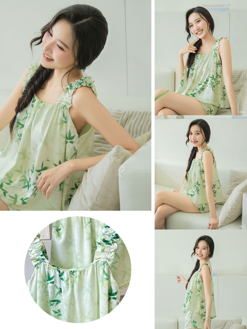 Mô tả VIBES Đồ bộ 2 dây Lụa Gấm cao cấp Sweetie Straps Set - 2