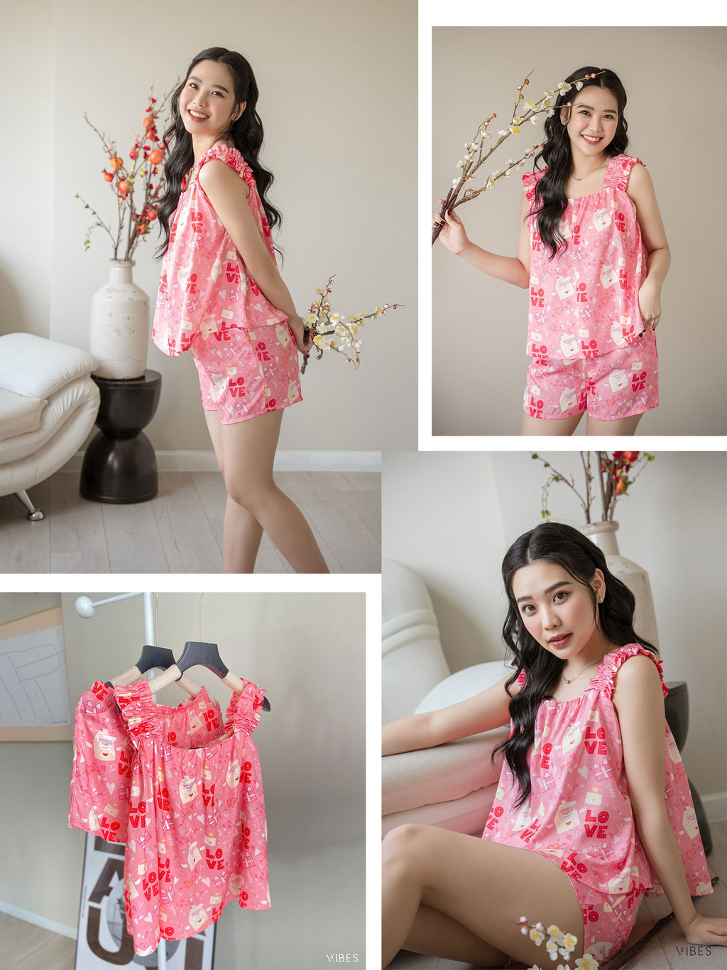 Mô tả VIBES Đồ bộ 2 dây Lụa Gấm cao cấp Sweetie Straps Set - 3