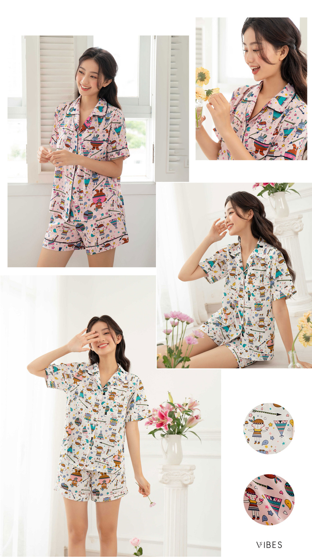 Mô tả VIBES Đồ bộ Pijama ngắn Owl Py Set - 2