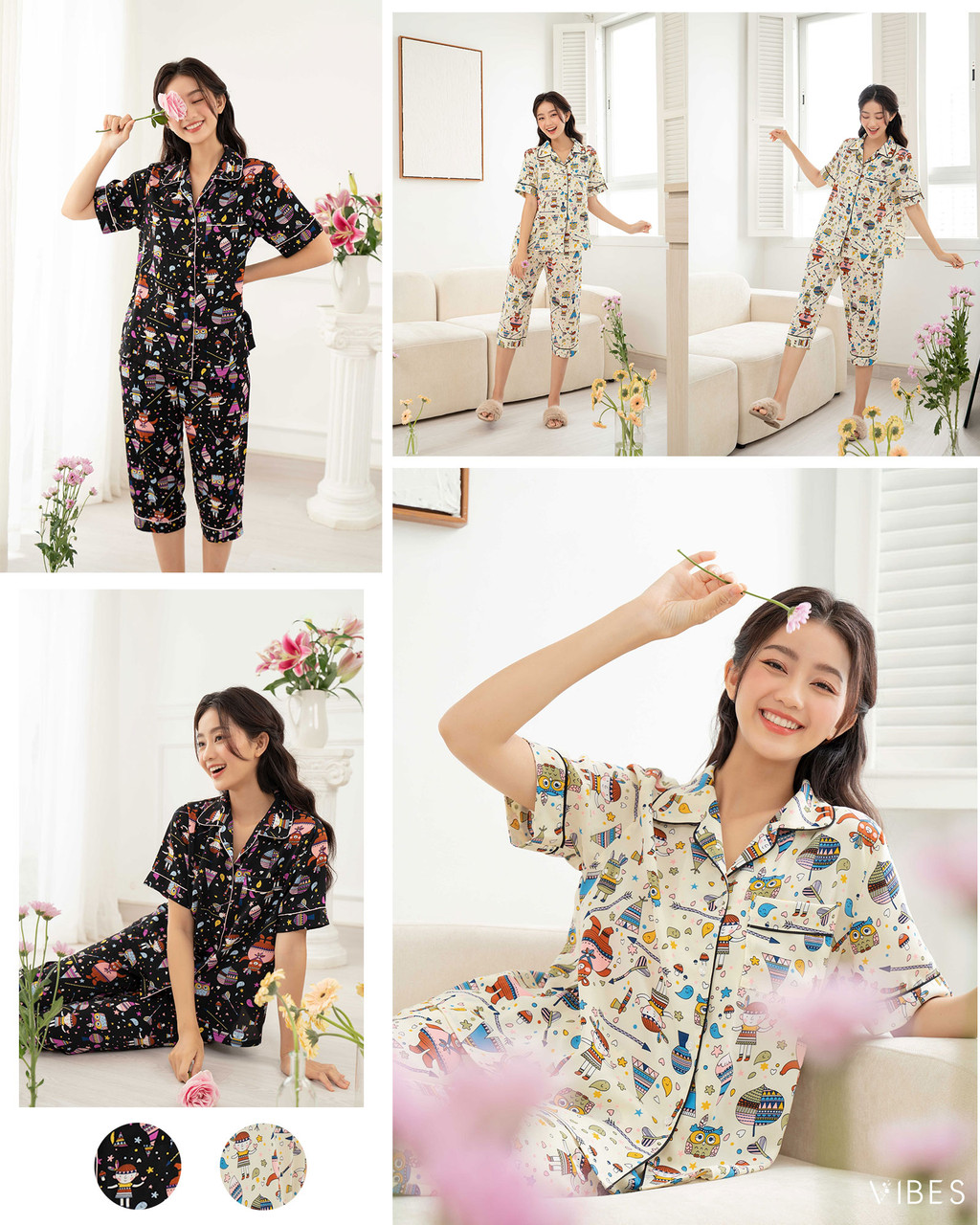 Mô tả VIBES Đồ bộ Pijama lửng Owl Capri Py Set - 2