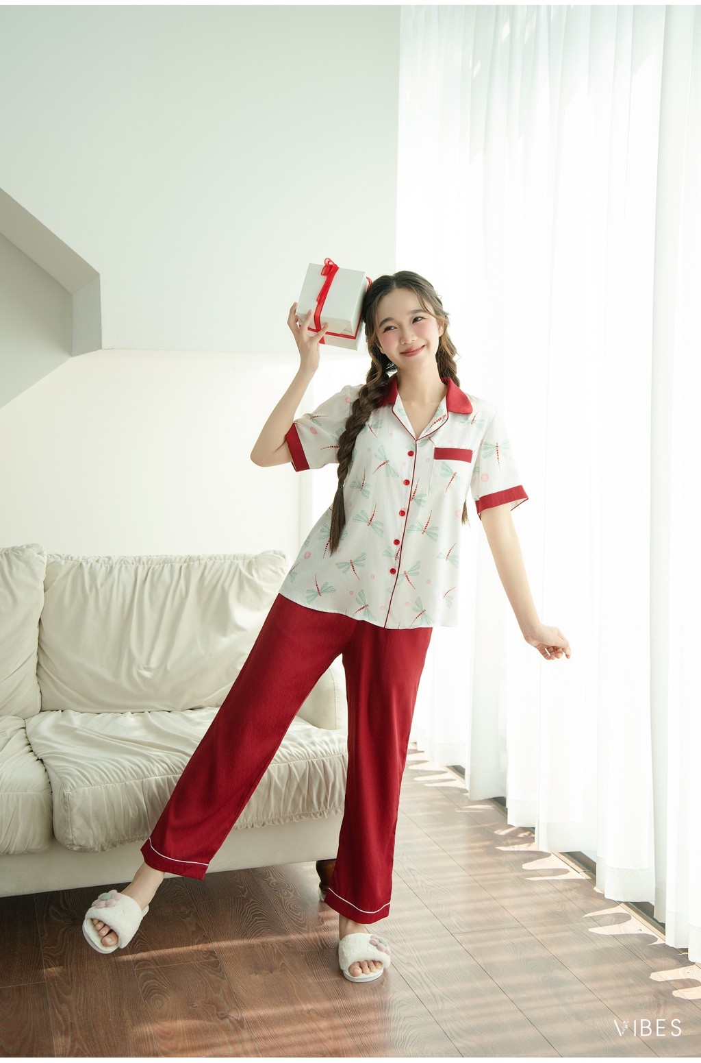 Mô tả VIBES Combo Pijama dài và ngắn Lụa vân gỗ cao cấp Odonata Long Py Set (3 pcs) - 3