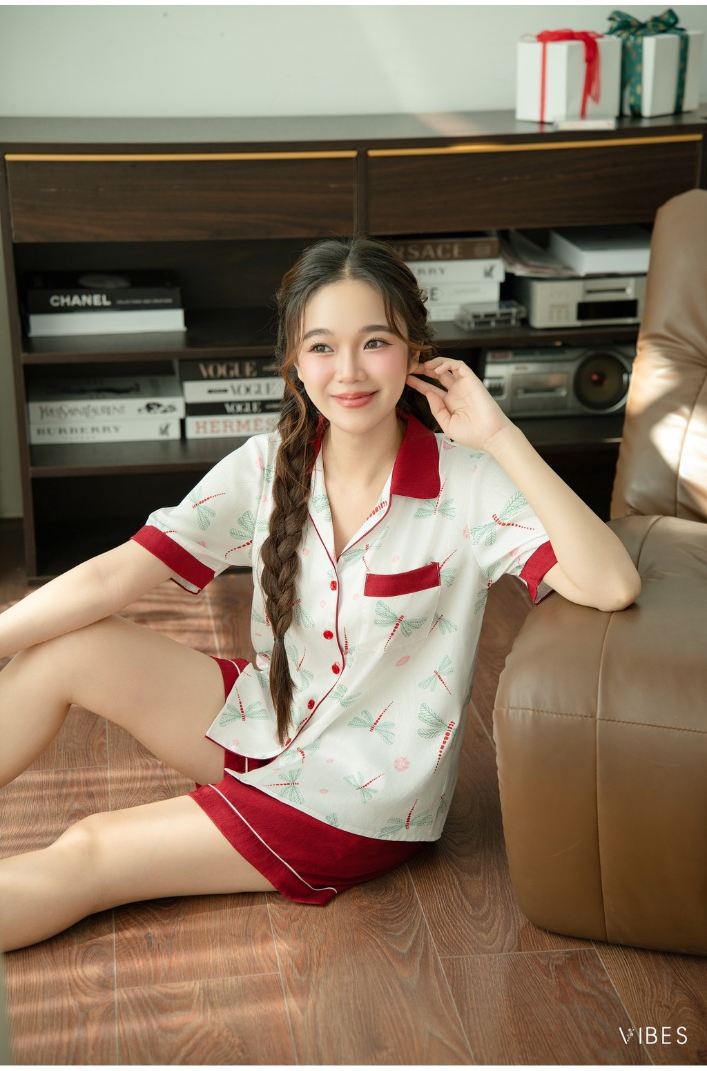 Mô tả VIBES Combo Pijama dài và ngắn Lụa vân gỗ cao cấp Odonata Long Py Set (3 pcs) - 9