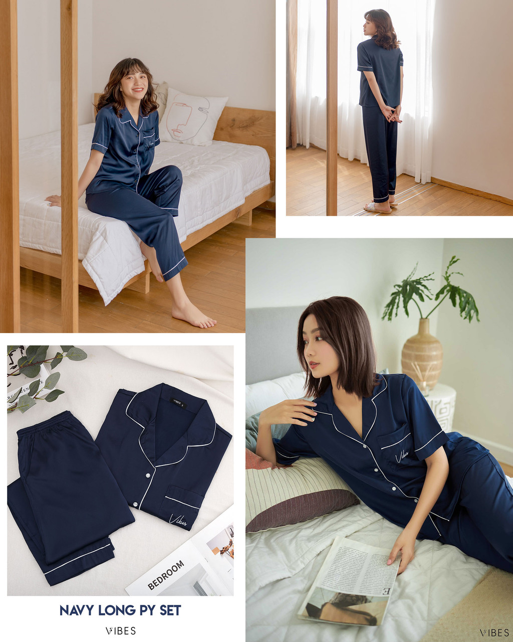 Mô tả VIBES Đồ bộ Pijama dài Lụa trơn cao cấp Silk Long Py Set - 3