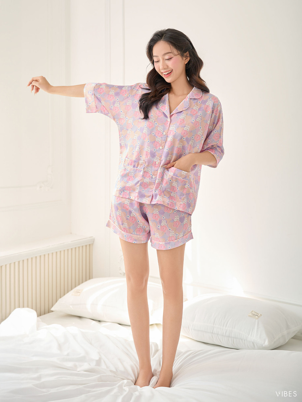 Mô tả VIBES Pijama ngắn phom cánh dơi Lụa cao cấp Clara Py Set - 3