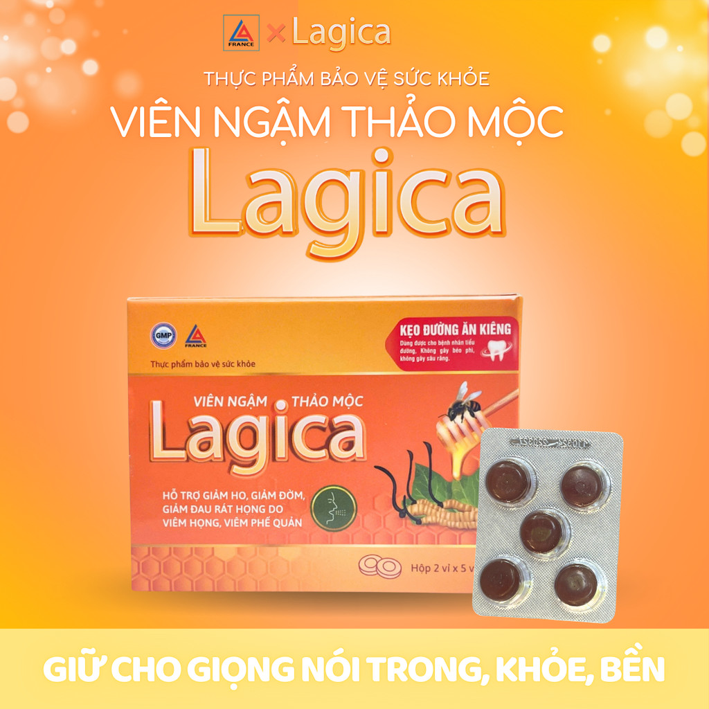 Mô tả Viên ngậm thảo mộc Lagica làm giảm ho, giảm đau họng do viêm họng (10 viên/hộp hoặc 10 viên/túi) - 2