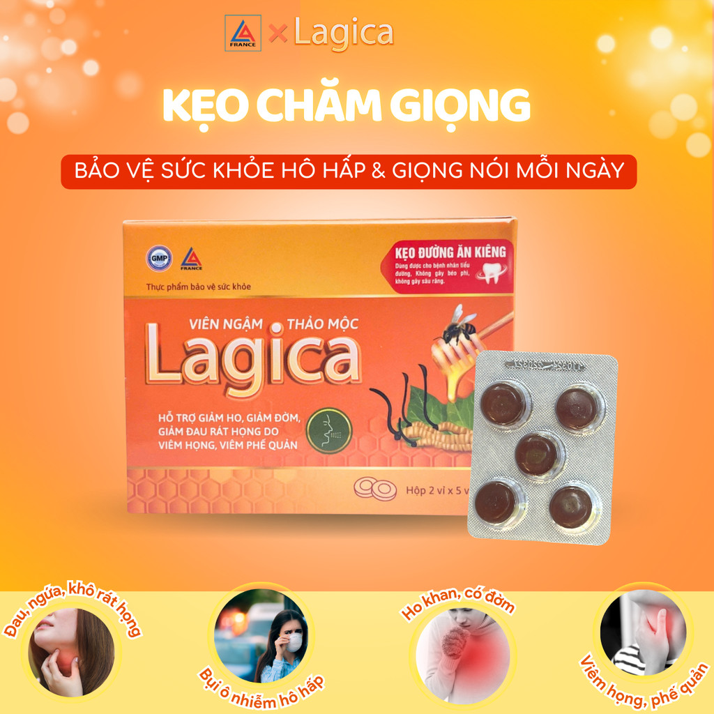 Mô tả Viên ngậm thảo mộc Lagica làm giảm ho, giảm đau họng do viêm họng (10 viên/hộp hoặc 10 viên/túi) - 3