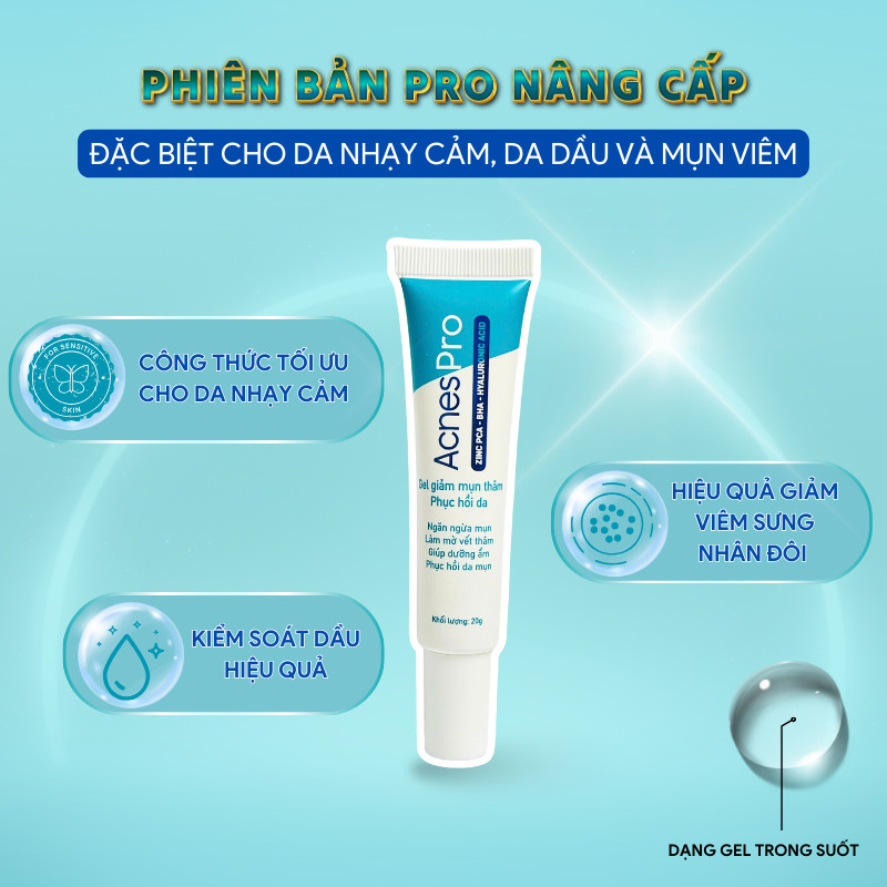 Mô tả Gel giảm mụn AcnesPro Skincare cho da dầu mụn nhạy cảm, giảm mụn viêm, mờ thâm, làm đẹp da sau mụn (20g) - 1