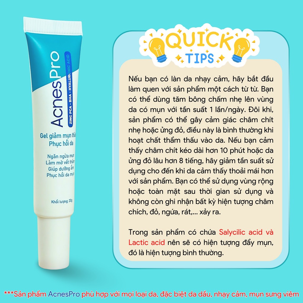 Mô tả Gel giảm mụn AcnesPro Skincare cho da dầu mụn nhạy cảm, giảm mụn viêm, mờ thâm, làm đẹp da sau mụn (20g) - 7