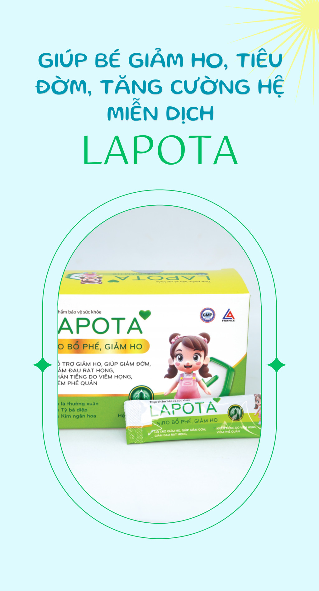 Mô tả Combo 3 hộp siro Lapota dạng gói hỗ trợ bổ phế, thanh đờm, giảm đau họng, tăng cường hệ miễn dịch - 1