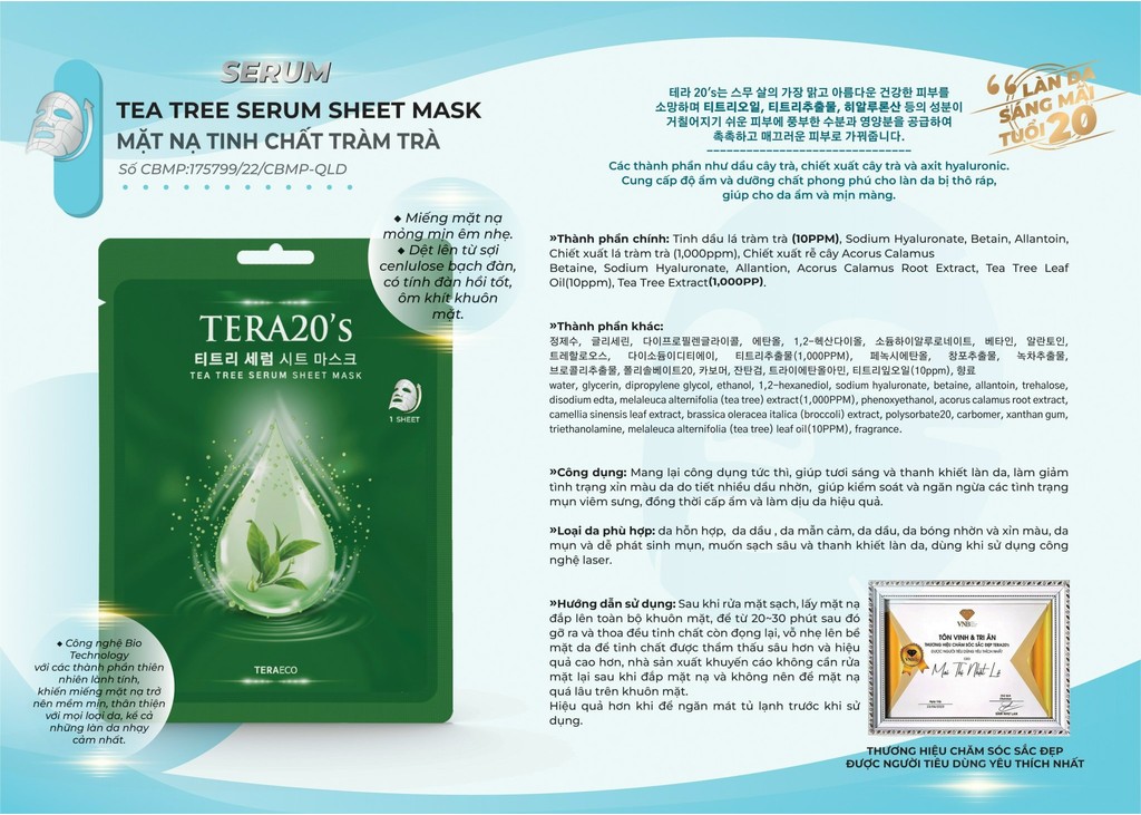 Mô tả Mặt nạ dưỡng da Tera20's tinh chất Serum 1,000 PPM 28ml - 7