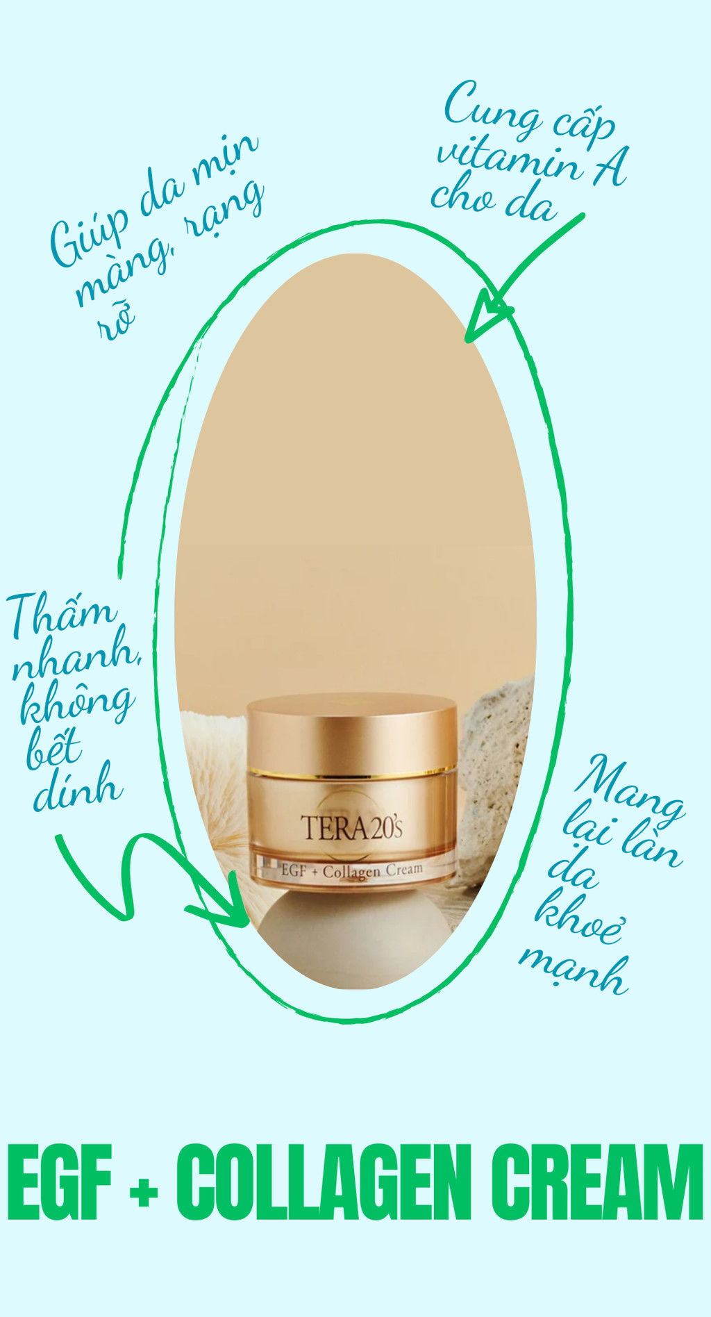 Mô tả Kem dưỡng trắng da EGF Tera20's giúp cấp ẩm, giảm nếp nhăn và ngăn ngừa lão hoá 30g - 1