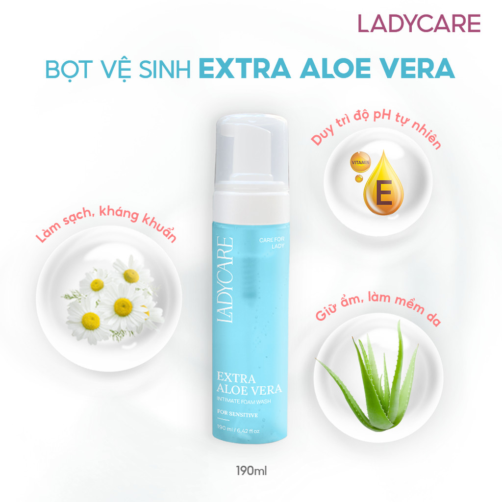 Mô tả Combo 2 Chai Dung Dịch Vệ Sinh Phụ Nữ Dạng Bọt Ladycare Classic Và Ladycare Extra Aloe Vera 190ml - 6