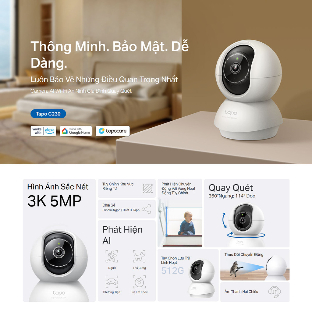 Mô tả Camera Wi-Fi TP-Link Tapo C230 - Độ phân giải 5MP 3K Siêu Nét, Tính Năng A.I - 1