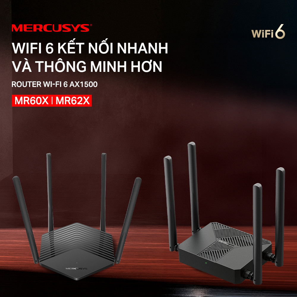 Bộ Phát Wifi 6 Mercusys MR60X / MR62X Chuẩn AX Tốc Độ 1500Mbps