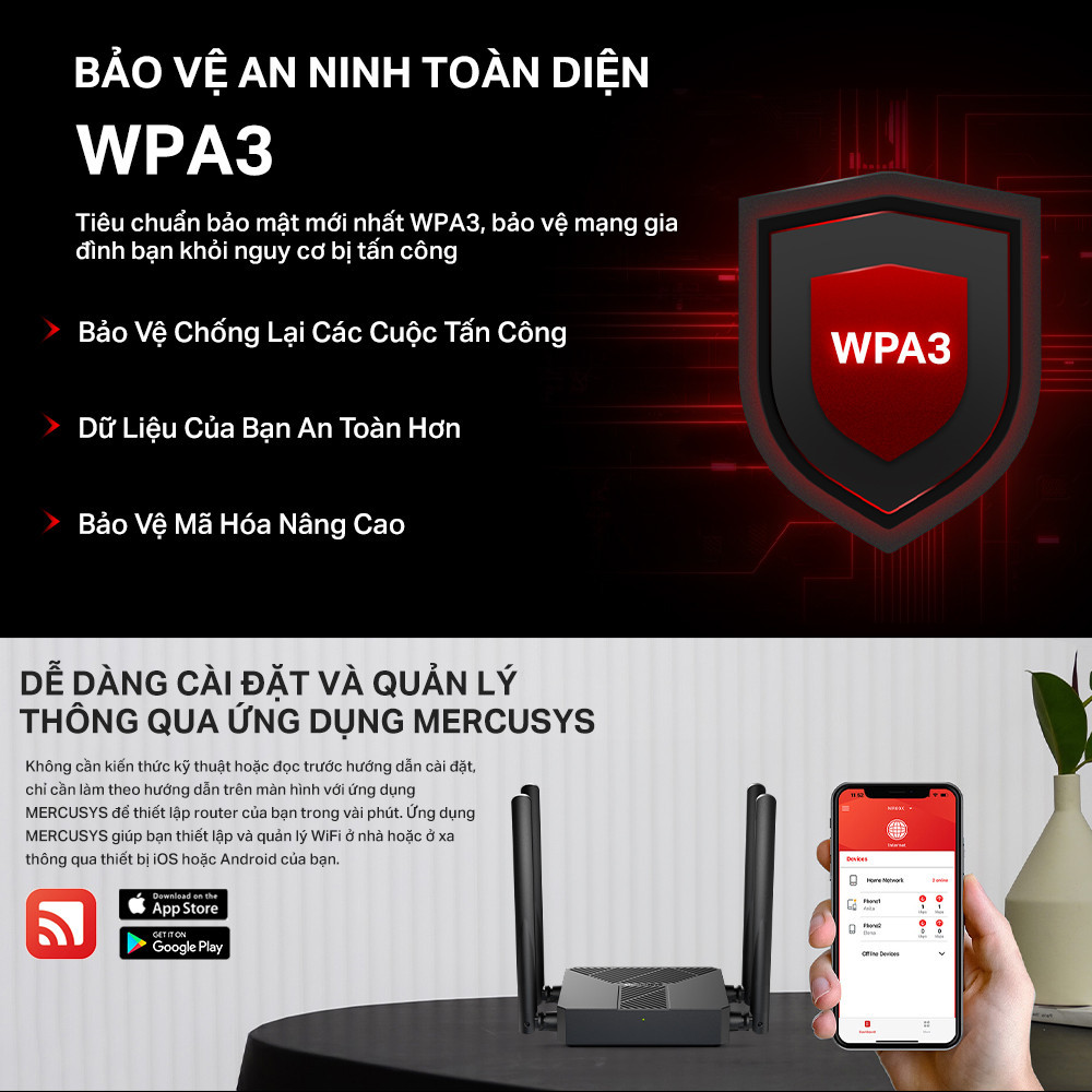 Bộ Phát Wifi 6 Mercusys MR60X / MR62X Chuẩn AX Tốc Độ 1500Mbps - Thương hiệu Mercusys