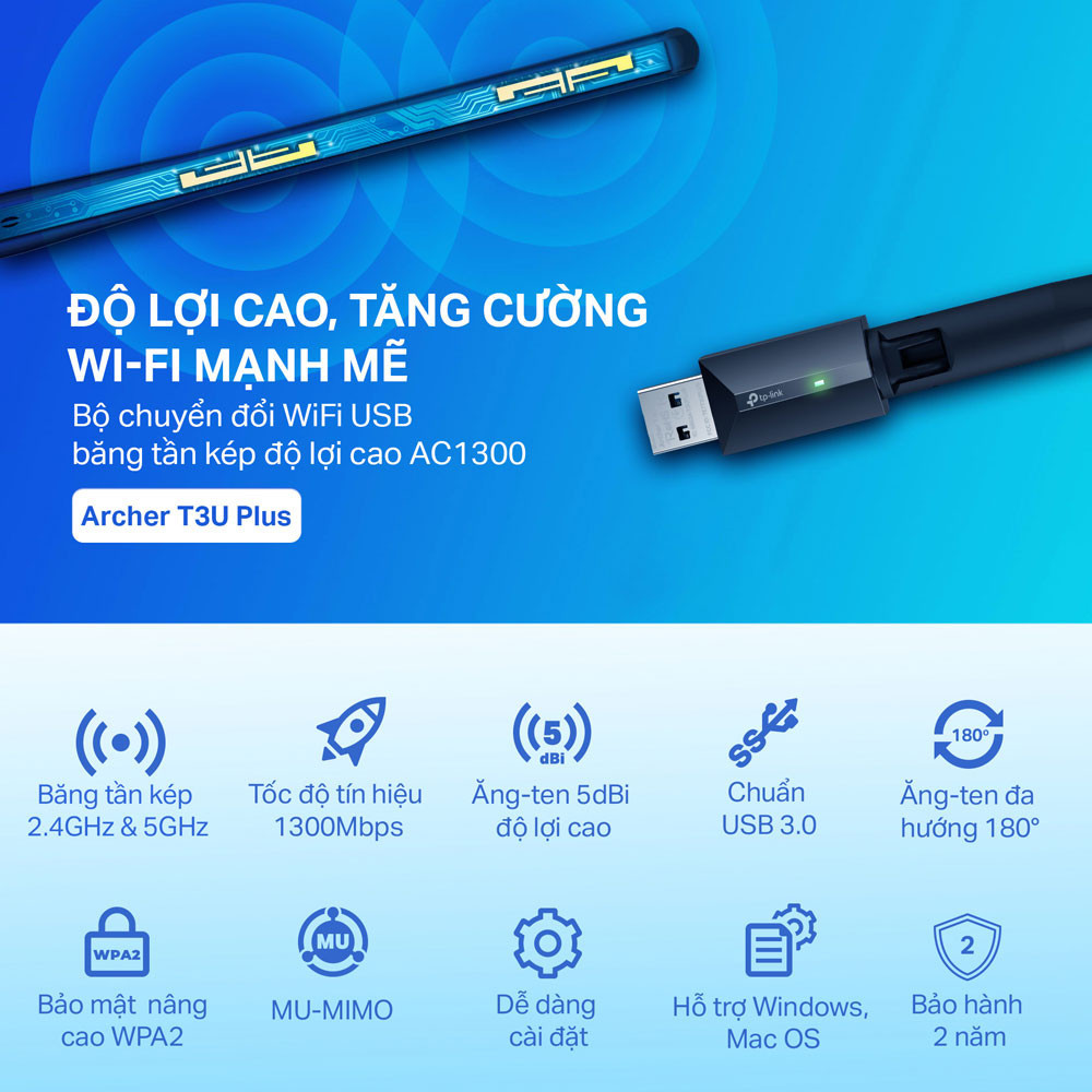Bộ chuyển đổi USB Wifi TP-Link Archer T3U