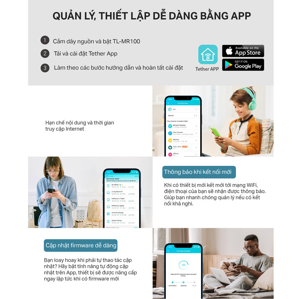 Mô tả Bộ Phát Wifi Di Động TP-Link TL-MR100 / TL-MR105 4G LTE Chuẩn N 300Mbps - 10