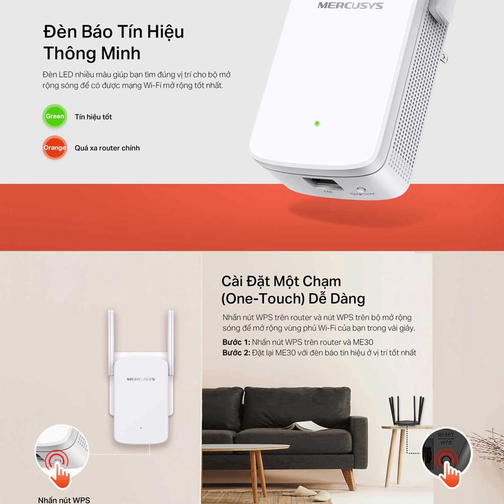 Mô tả Bộ Mở Rộng Sóng Wifi Mercusys ME30 Chuẩn AC 1200Mbps - 5