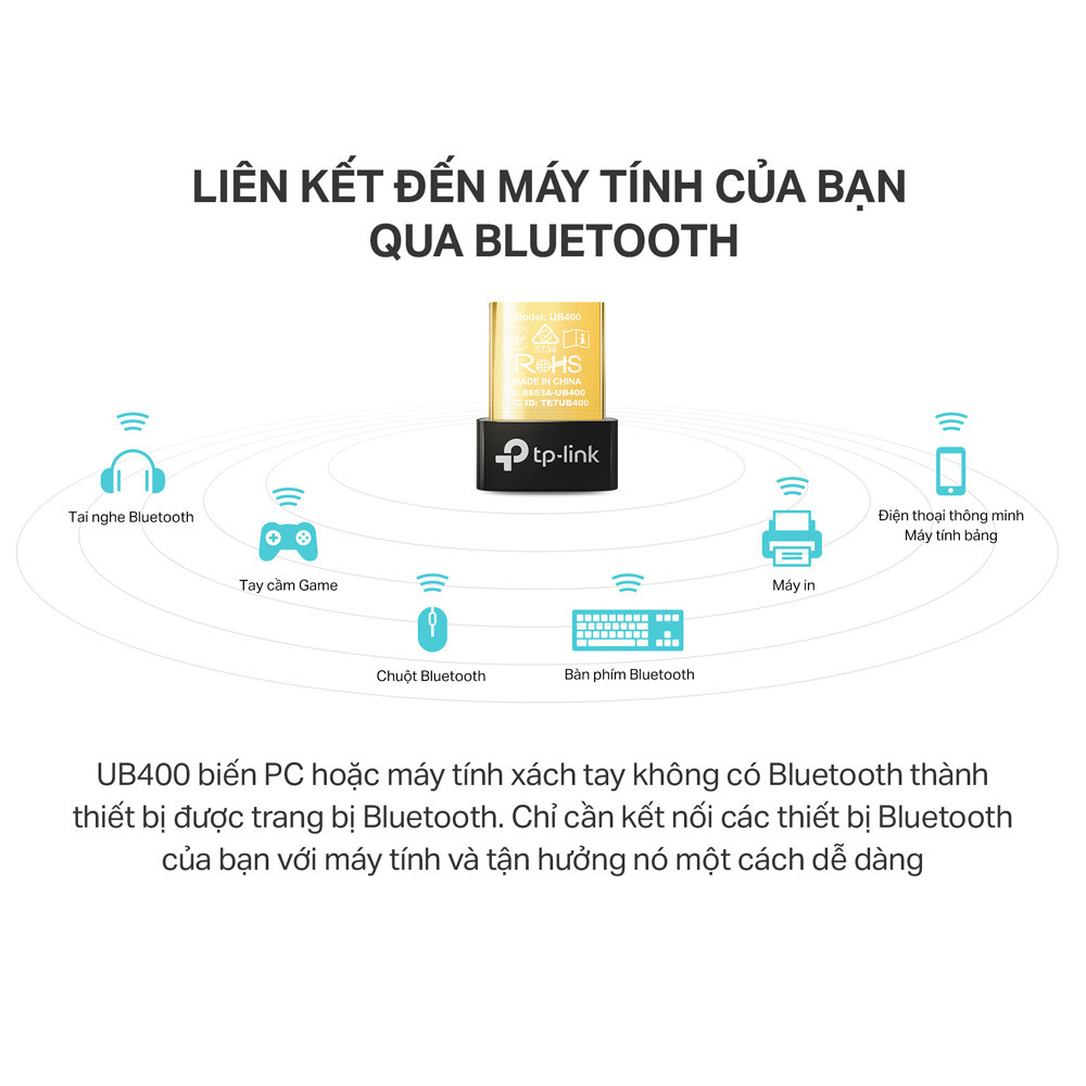 Mô tả Bộ Chuyển Đổi Bluetooth TP-Link UB400 USB Nano Bluetooth 4.0 - 5