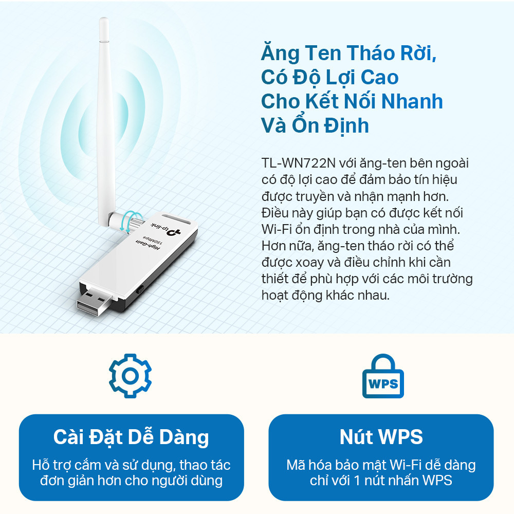 Mô tả Bộ Chuyển Đổi USB Wifi TP-Link TL-WN722N Chuẩn N 150Mbps - 3