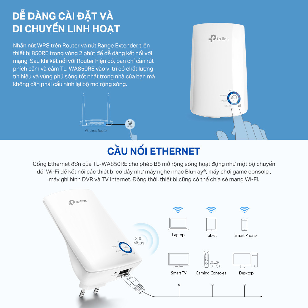 Mô tả Bộ Mở Rộng Sóng Wifi TP-Link TL-WA850RE Chuẩn N 300Mbps - Hàng Chính Hãng - 4