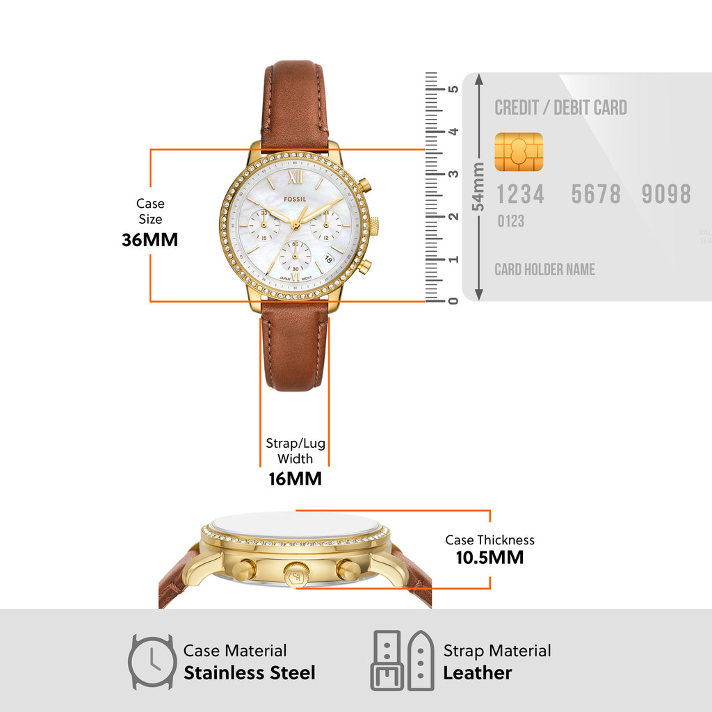 Mô tả Đồng hồ nữ Fossil NEUTRA 36MM mặt xà cừ, dây da màu nâu ES5278 - 1