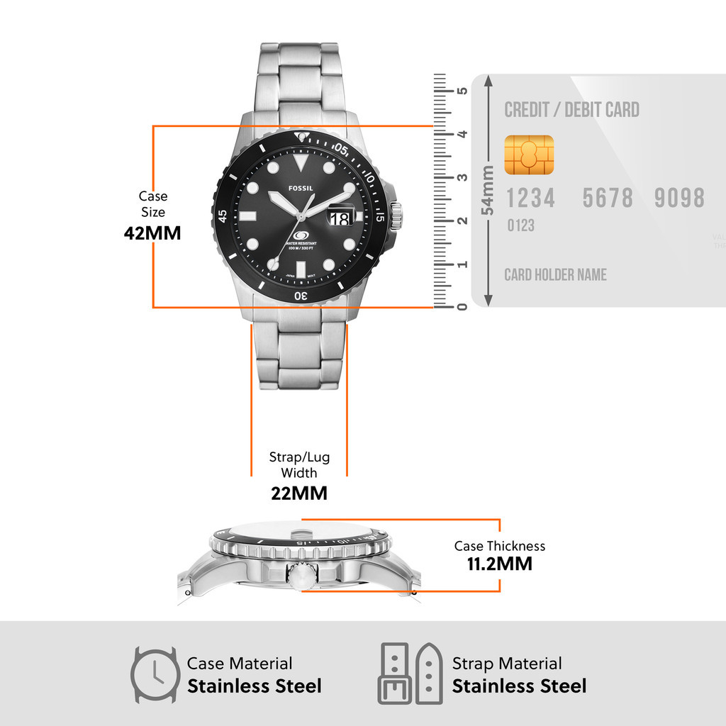 Mô tả Đồng hồ nam Fossil FOSSIL BLUE FS6032 dây Thép không gỉ màu Bạc 42MM - 1
