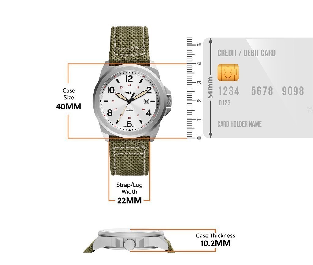 Mô tả Đồng hồ nam Fossil Bronson dây nylon, mặt 40 MM, màu xanh lá, FS5918 - 1