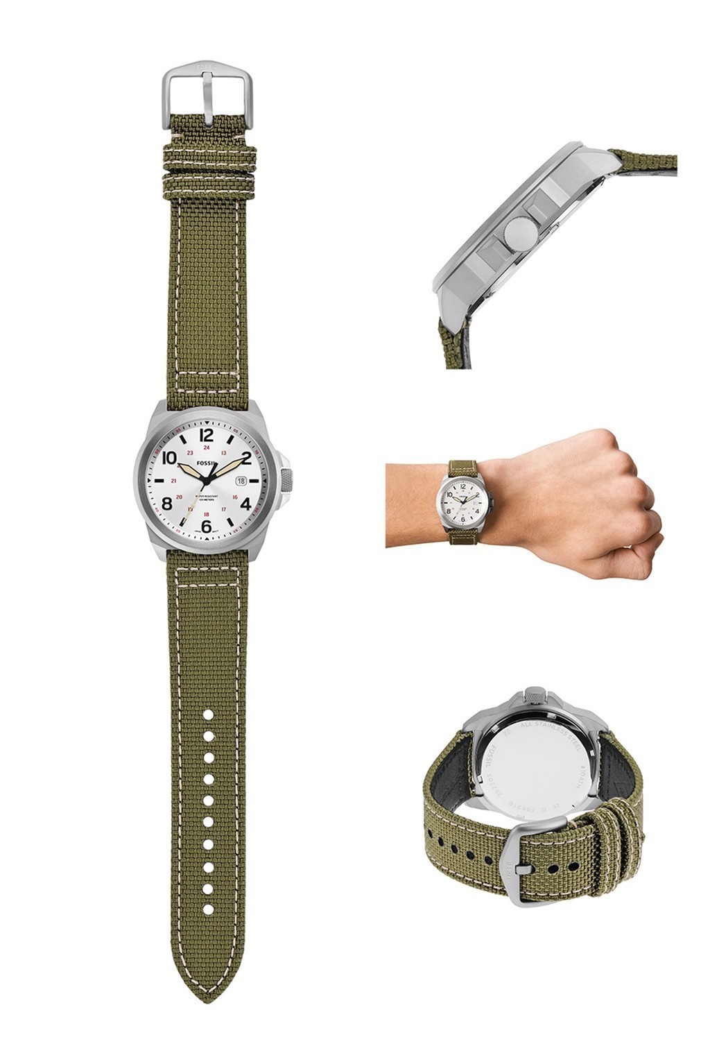 Mô tả Đồng hồ nam Fossil Bronson dây nylon, mặt 40 MM, màu xanh lá, FS5918 - 4