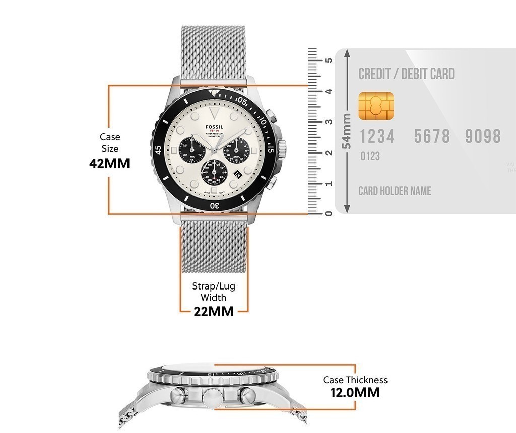 Mô tả Đồng hồ nam Fossil Fb - 01 Chronograph dây kim loại, mặt 42 MM, màu bạc, FS5915 - 1